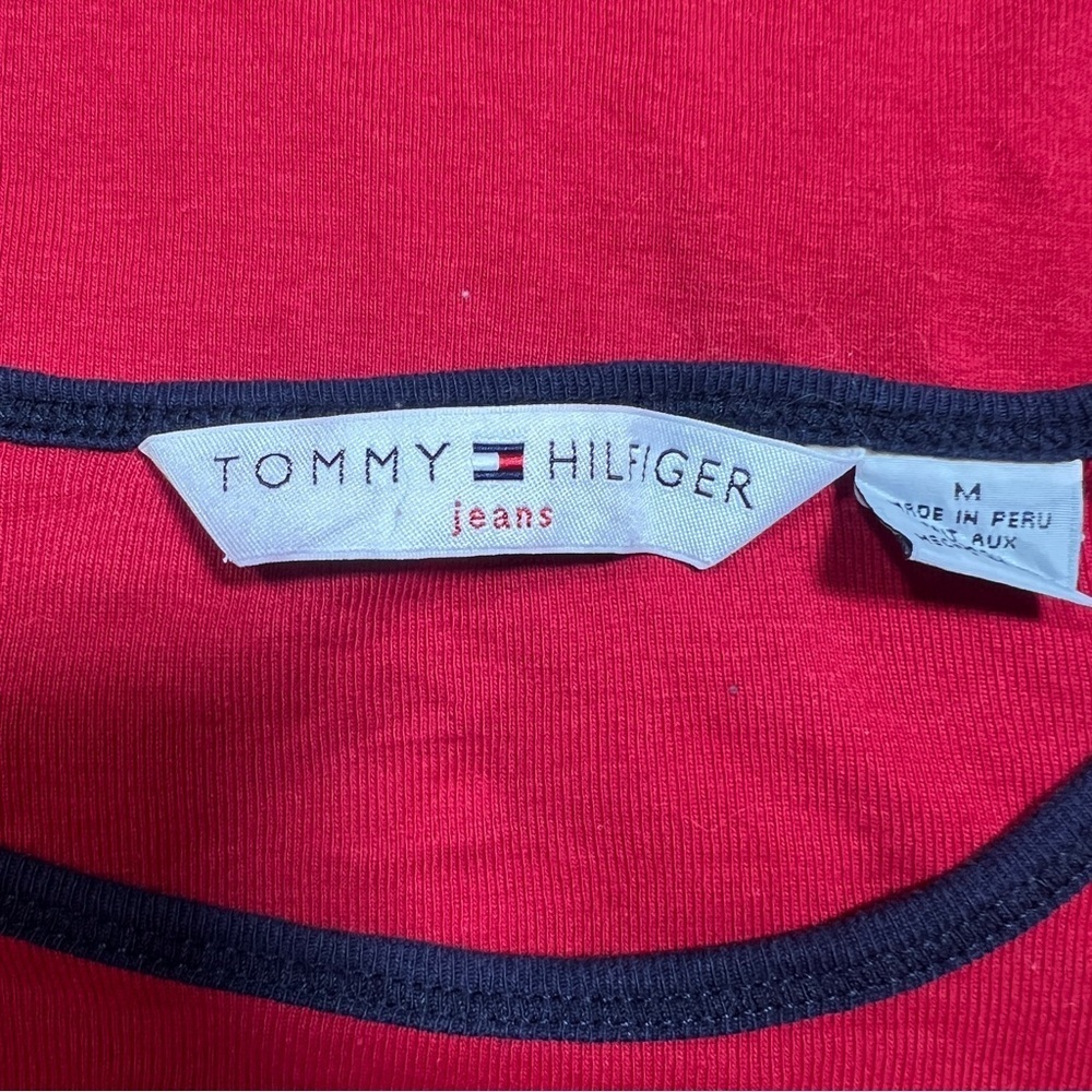 Vintage Y2K Tommy Hilfiger Jeans Red Long Sleeve Women's Tee, Size Medium - Picture 7 of 10